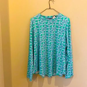 NWT Barbara Erickson Turquoise and Blue Pullover